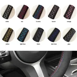 Black Genuine Leather Car Steering Wheel Cover for Toyota Camry 2015 2016 2017 Avalon 2013 2014 2015 2016 2017 2018