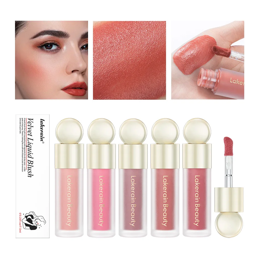 lakerain 5 Color liquid Blush Lipstick Eye Shadow 3-in-1 Makeup Stick Long-lasting Easy To Wear Peach Cream Blush Korean Makeup