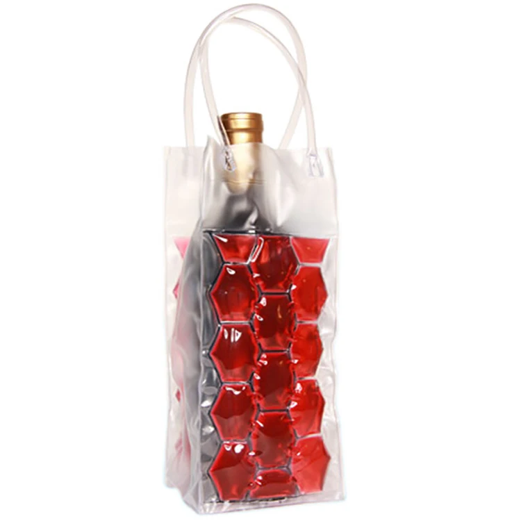 Custom Design Gel Ice Champagne Cooling Bag Pack with Handle PVC Wine Cooler Bags