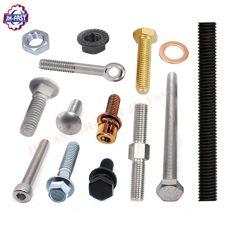 Custom Stainless Steel Brass Carbon Steel Bolt And Nut Manufacturers Galvanized Steel Black Zinc Plated Bolts For Industry