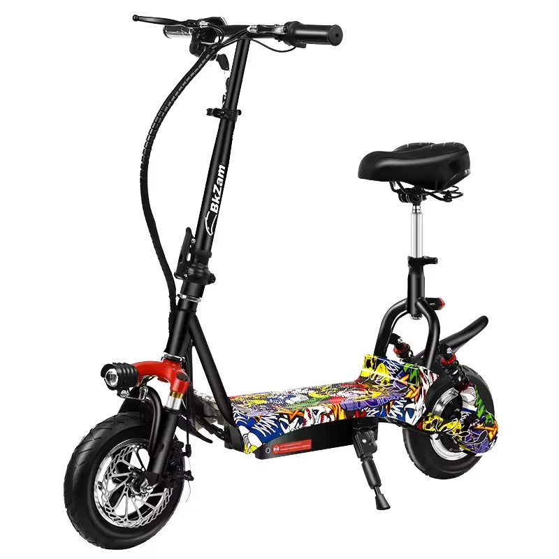 Off On Road Fast 2 Wheel Fold Able Long Range 10 Inch 500 Watt Cheap Electric Motor Scooter With Seat