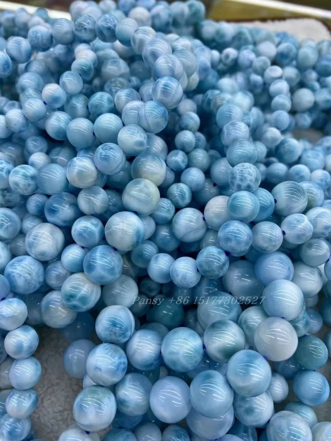 Wholesale High Quality Blue Color Larimar Stone Natural 6mm 8mm 10mm Larimar Bracelet