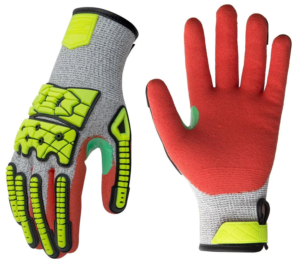 Seibertron Impact Protection Seamless Knitted Hook And Loop Closure En388 Cut 5 Resistant Water Resistant Sandy Nitrile Gloves