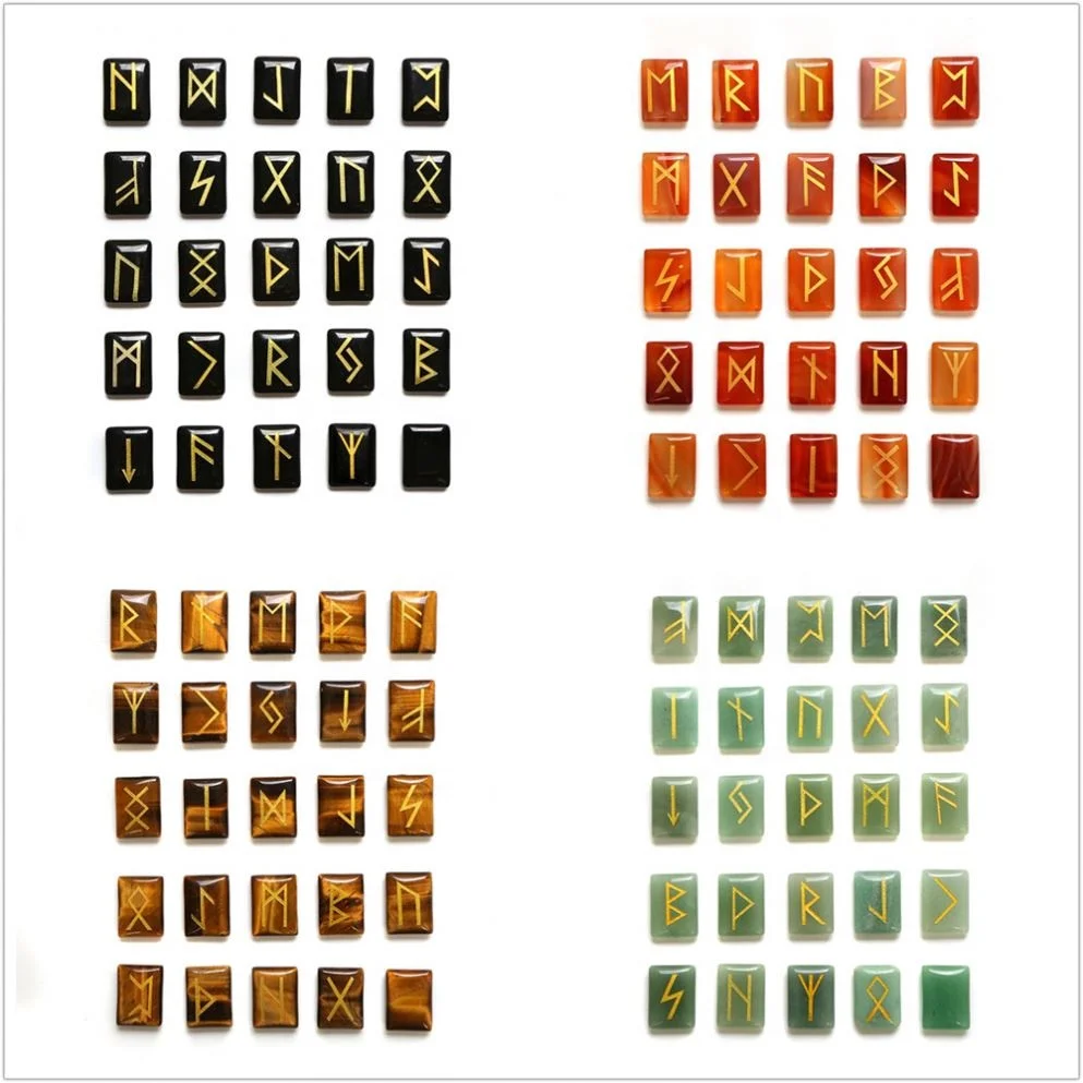 
Natural Crystals Gem Tumbled Engraved Lettering Gemstone Beads Stone For Divination Fortune-Telling Wicca Healing Chakra Reiki 