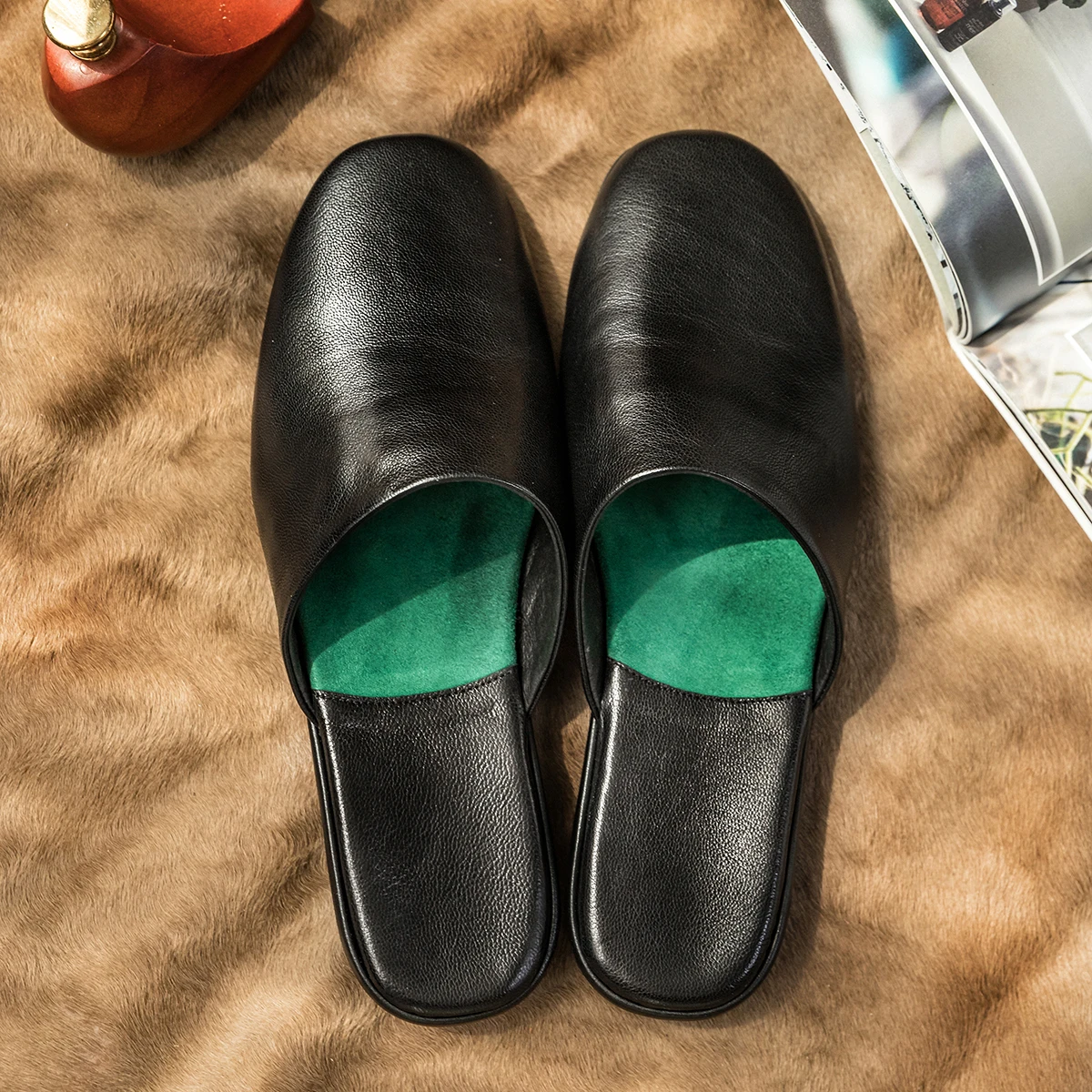 2025 Men Outdoor Half Slippers Business Dress Slip-On Casual Genuine Leather Shoes Wholesale