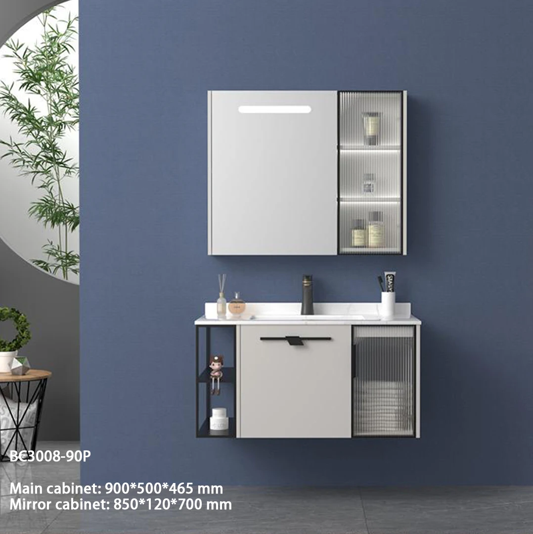 120CM Led Mirror Single Sink Wall Hung Makeup Bathroom Vanity Top Marble