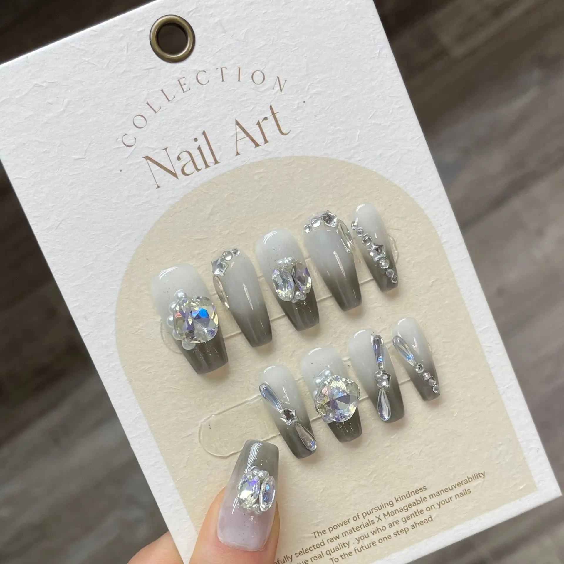 High Quality Thick Acrylic Press On Nails Handmade False Nails 10 pcs Hand Painted Press On Nails