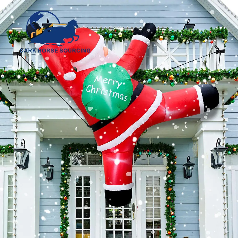wholesale premium outdoor inflatable decorative climbing wall Christmas Santa Claus