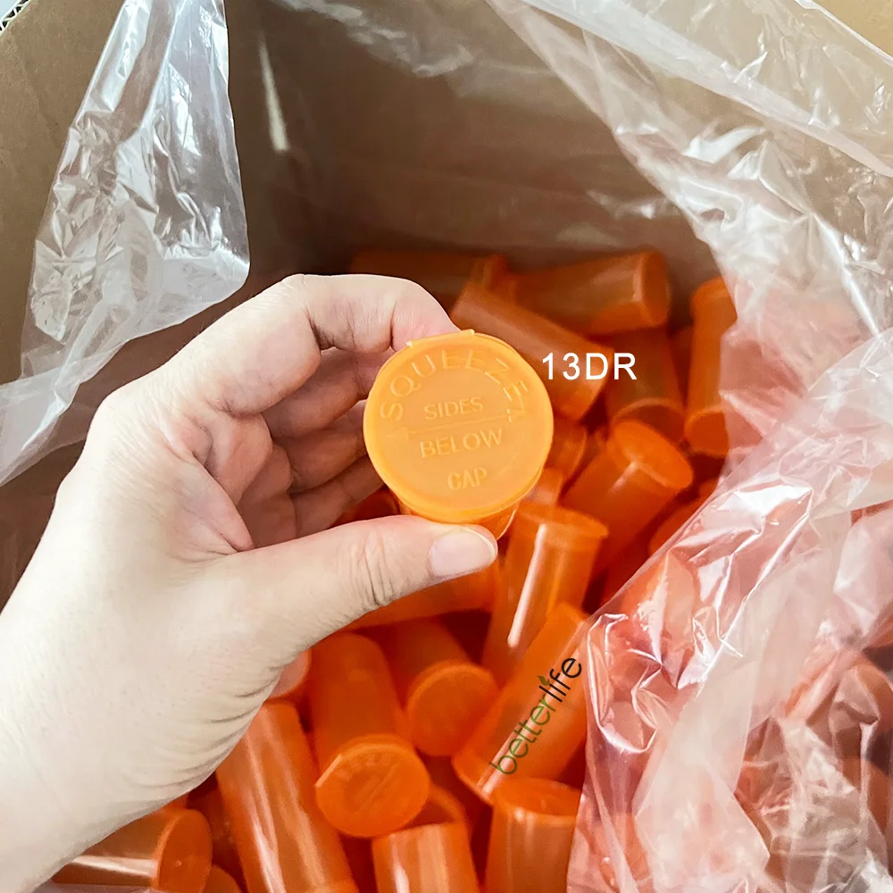 Wholesale Plastic Empty 13 19 30 60 90 Dram Pop Top Containers Push Turn Down Open Lid Squeeze Tube Child Resistant Lid Pop Tops