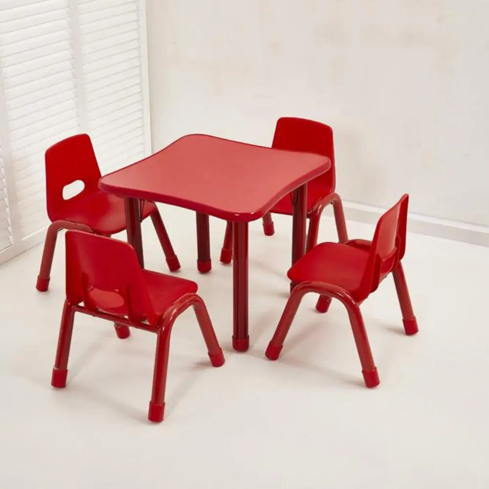 Colorful Kids Study Plastic Rectangular Table and Chair Set for Kindergarten Furniture
