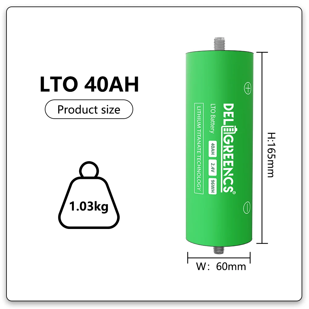 Grade AA Deligreen 2.4V 40ah LTO Alternative Yinlong 66160 40ah lityum titanate pil lto