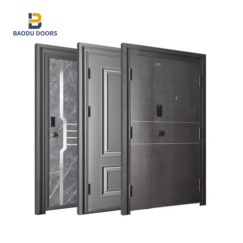 Baodu Cheap Residential Bullet Proof Armored Steel Door Exterior Security Steel Front Doors