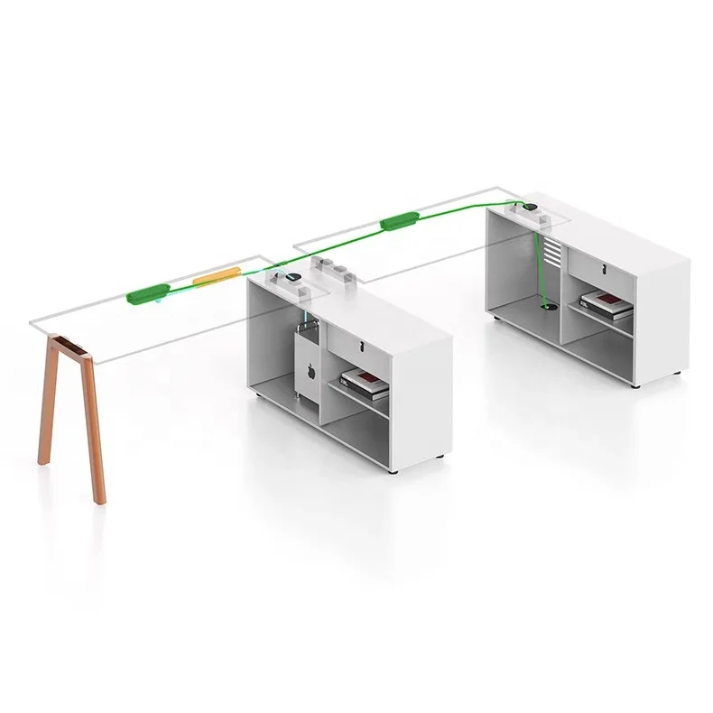 White Modern Desk Office Furniture Desk Table Workstation For 2 People
