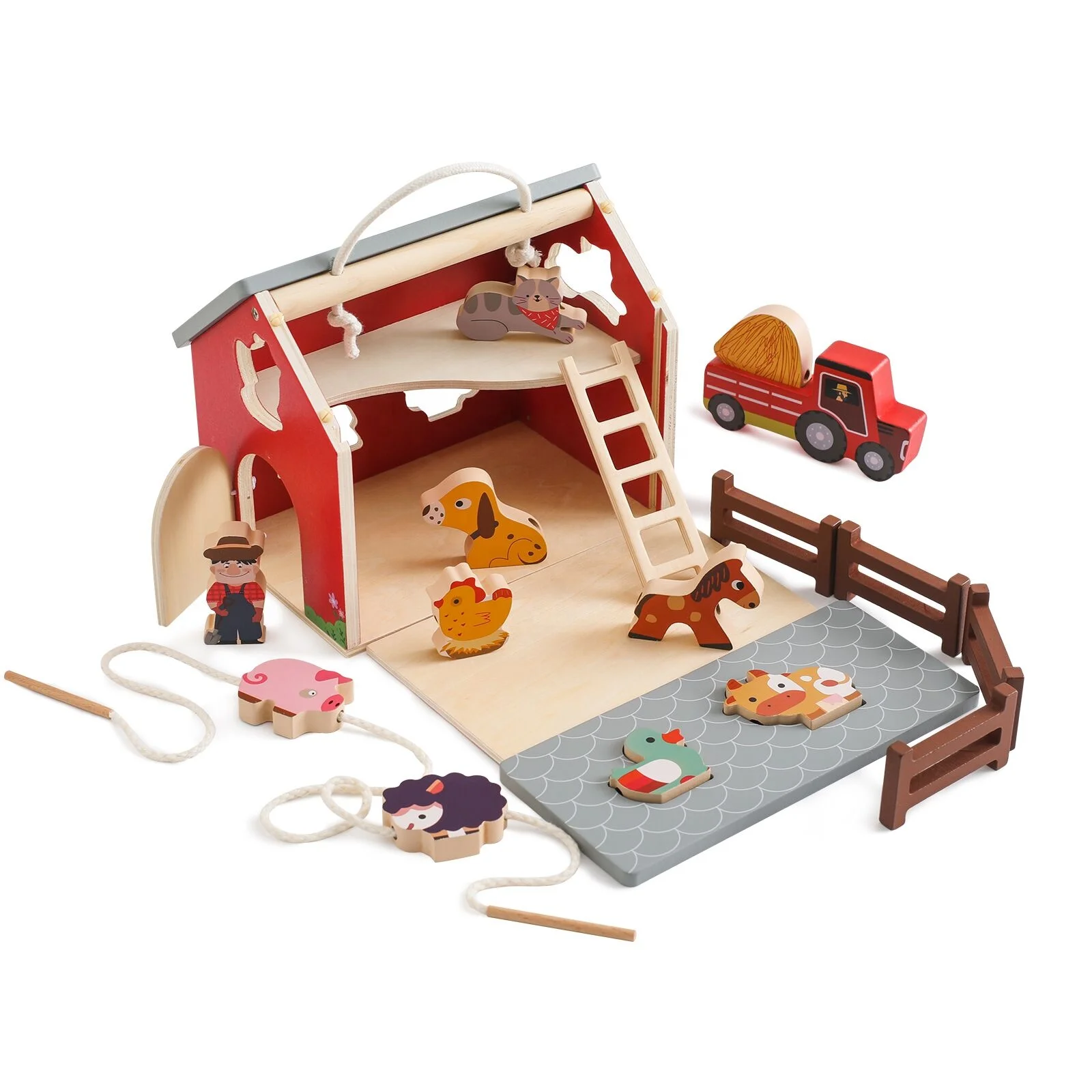 Wooden Farm Building Disassembly Game Animal Shape Matching Toys Kids Montessori Learning Educational Toys for Children Toddlers