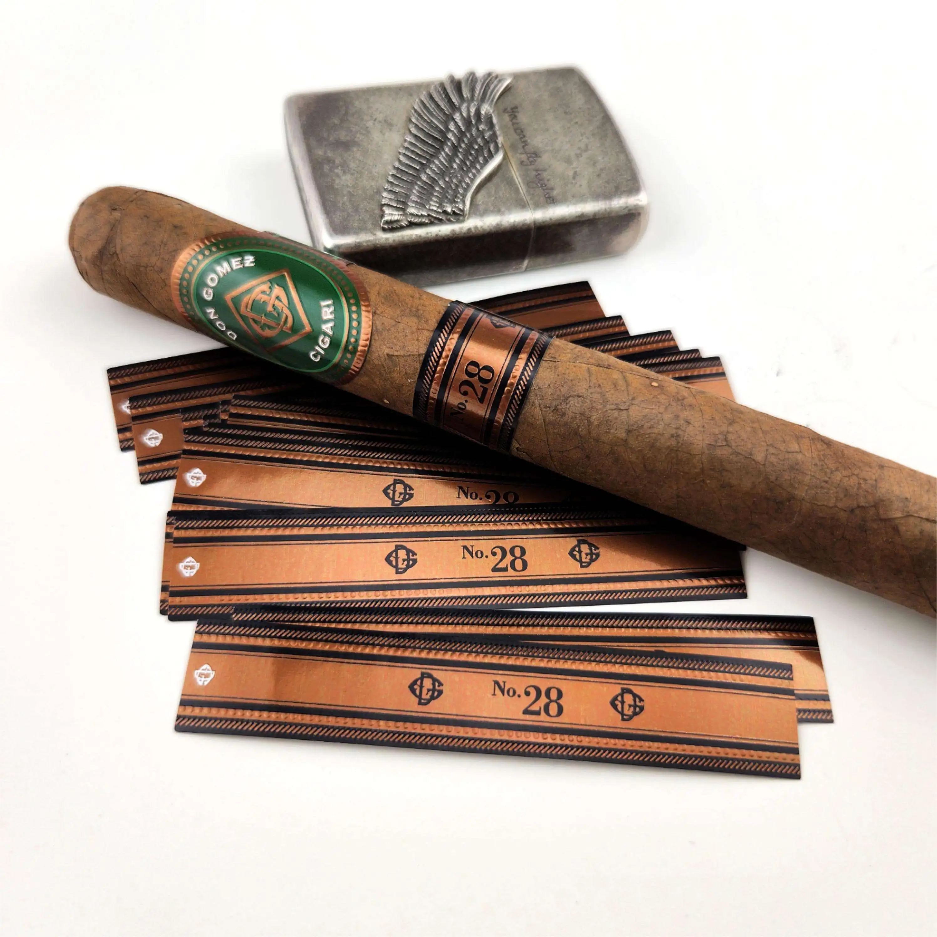 Custom Printed Cigar Band Labels Glossy Gold Foil Stickers Embossed Suitable for Cigar Packaging Gifts