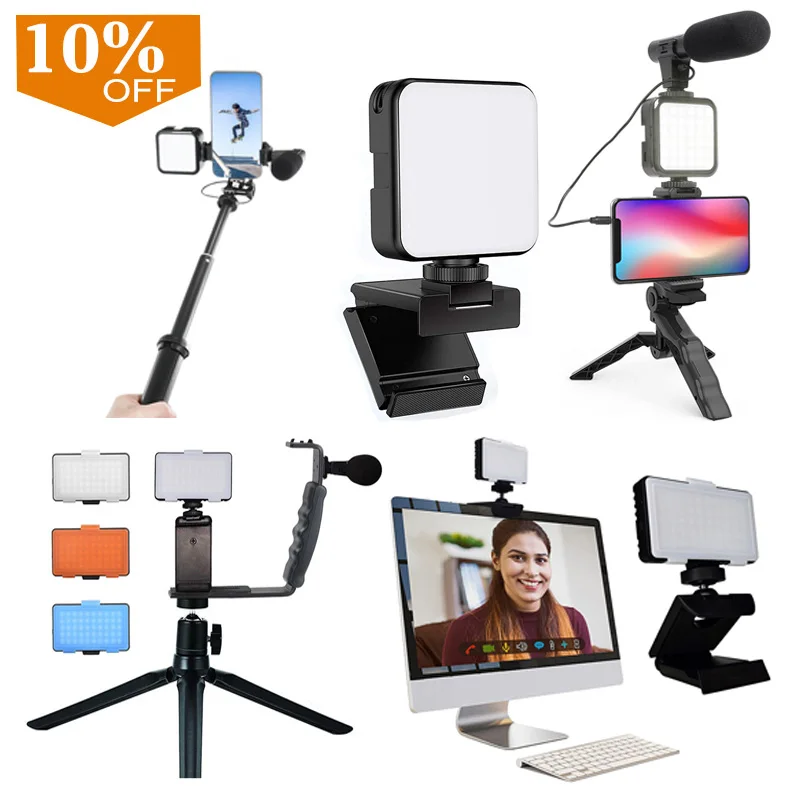 
New Smartphone Video Microphone Kit, Video Conference Lighting Vlogging Kit 