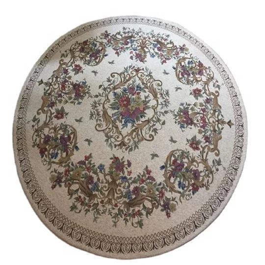 High quality 1.2m by 1.2m round european jacquard rug for bedroom