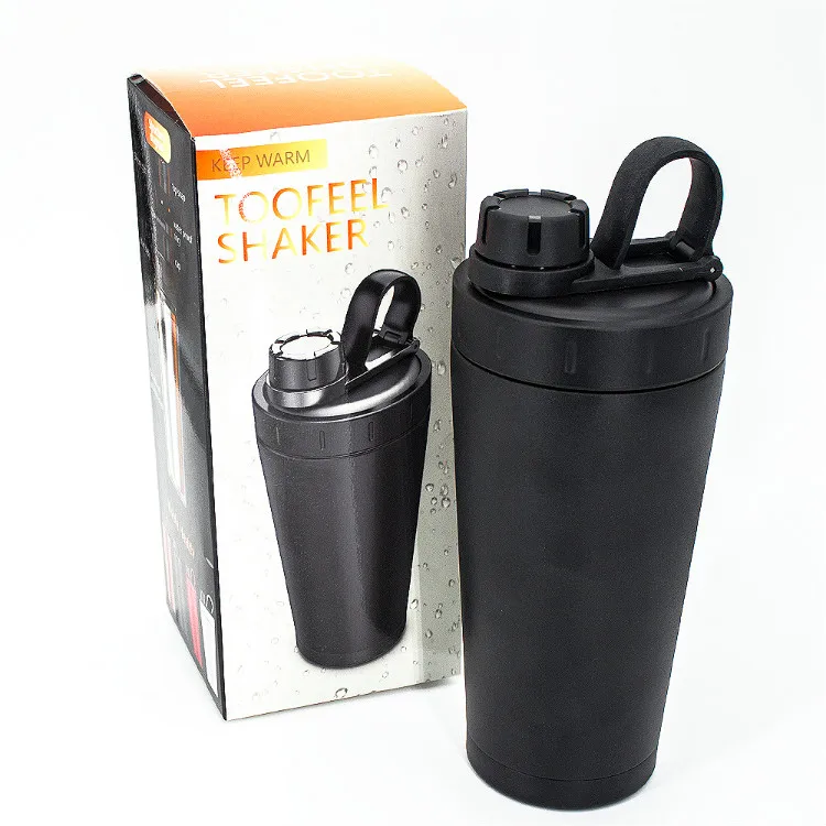 2022 Wholesale Eco Friendly Fitness Metal Blend Shaker Double Wall Stainless Steel Bottle Protein Shakers 600ml