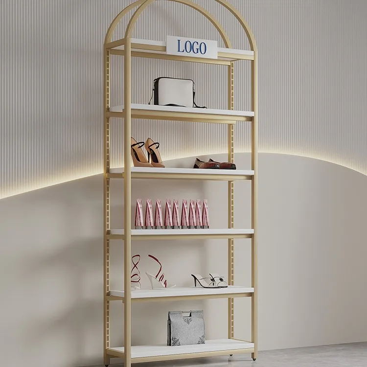 Wholesales price Metal Cosmetics display shelf Bags Shoe display Cabinet Beauty salon multi-layer storage shelving