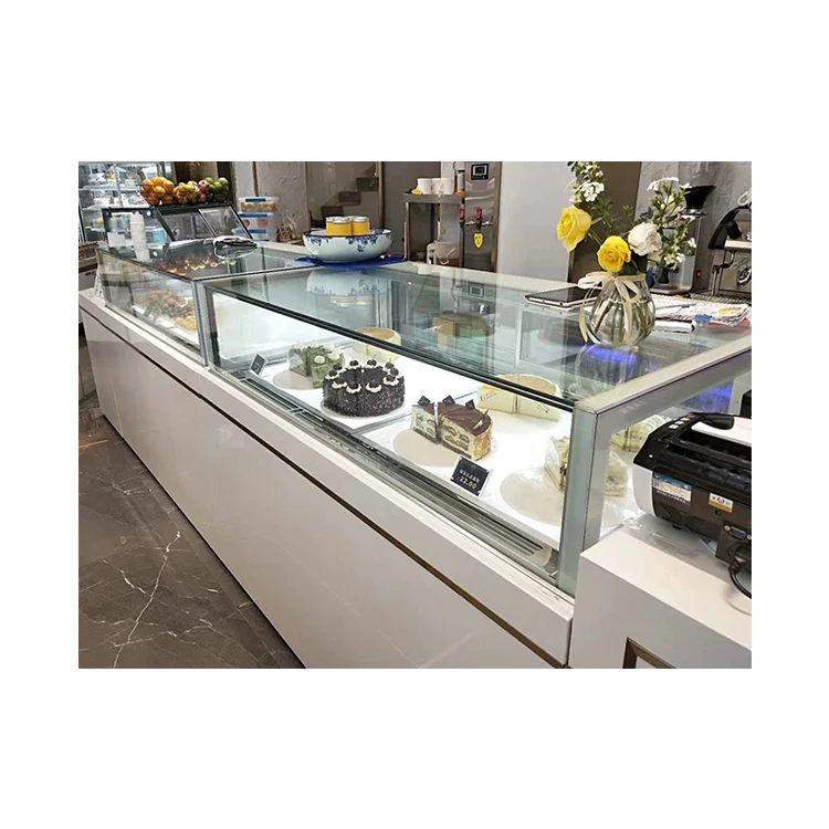 2.0m Sliding Door Type Ultra Clear 45 Degrees Meter Joint Glazed Glass  Chocolate Display Chiller