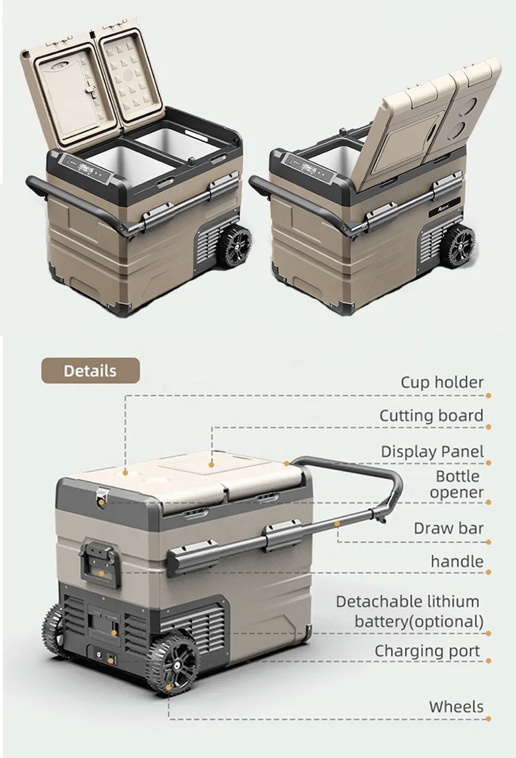 Best price 45L Car refrigerator with APP Control Panel 12V/24V/220V Car Fridge for Hotel Outdoor RV Garage Commercial Household