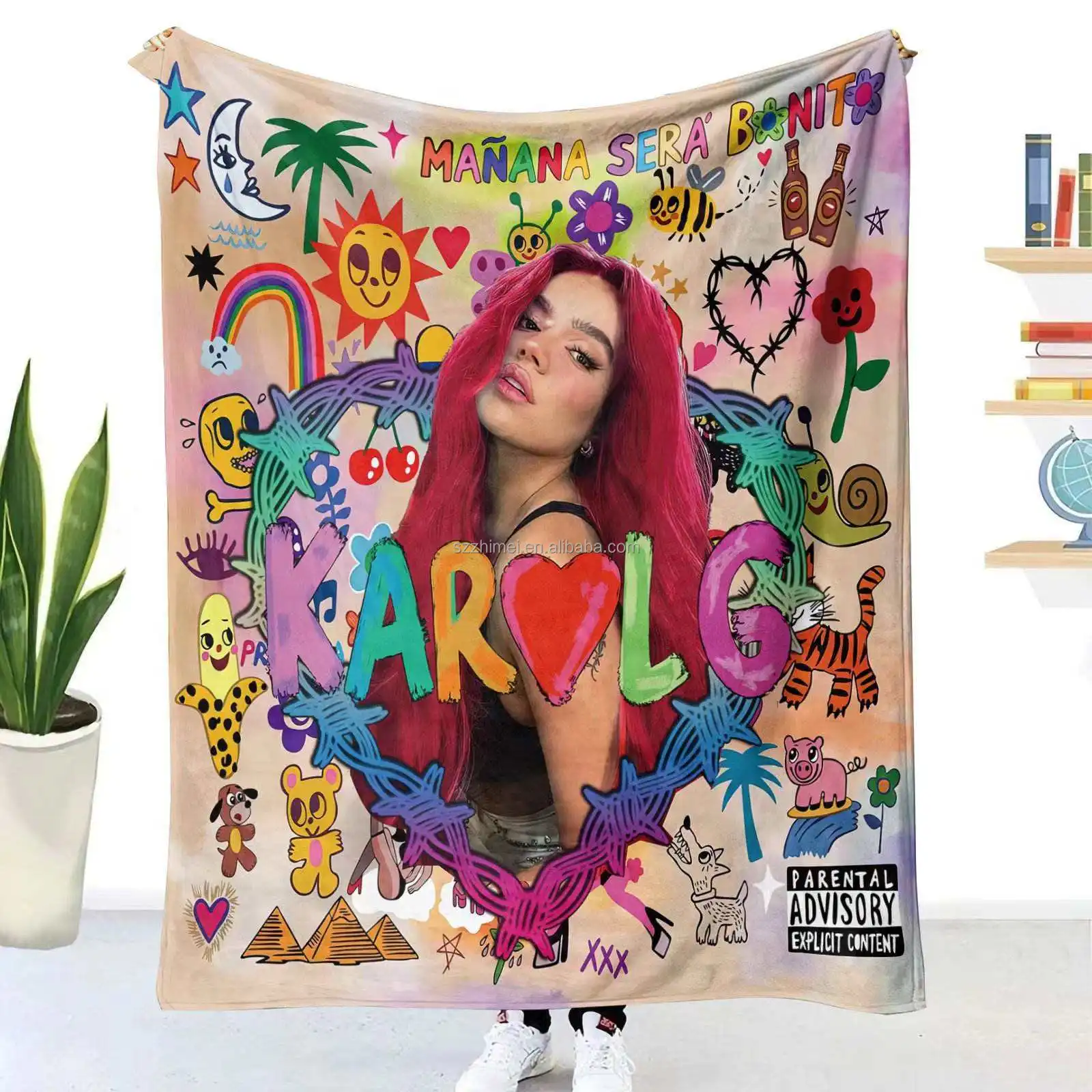 custom Hot singer Karol G Manana Sera Bonito print Fleece Throw Blanket
