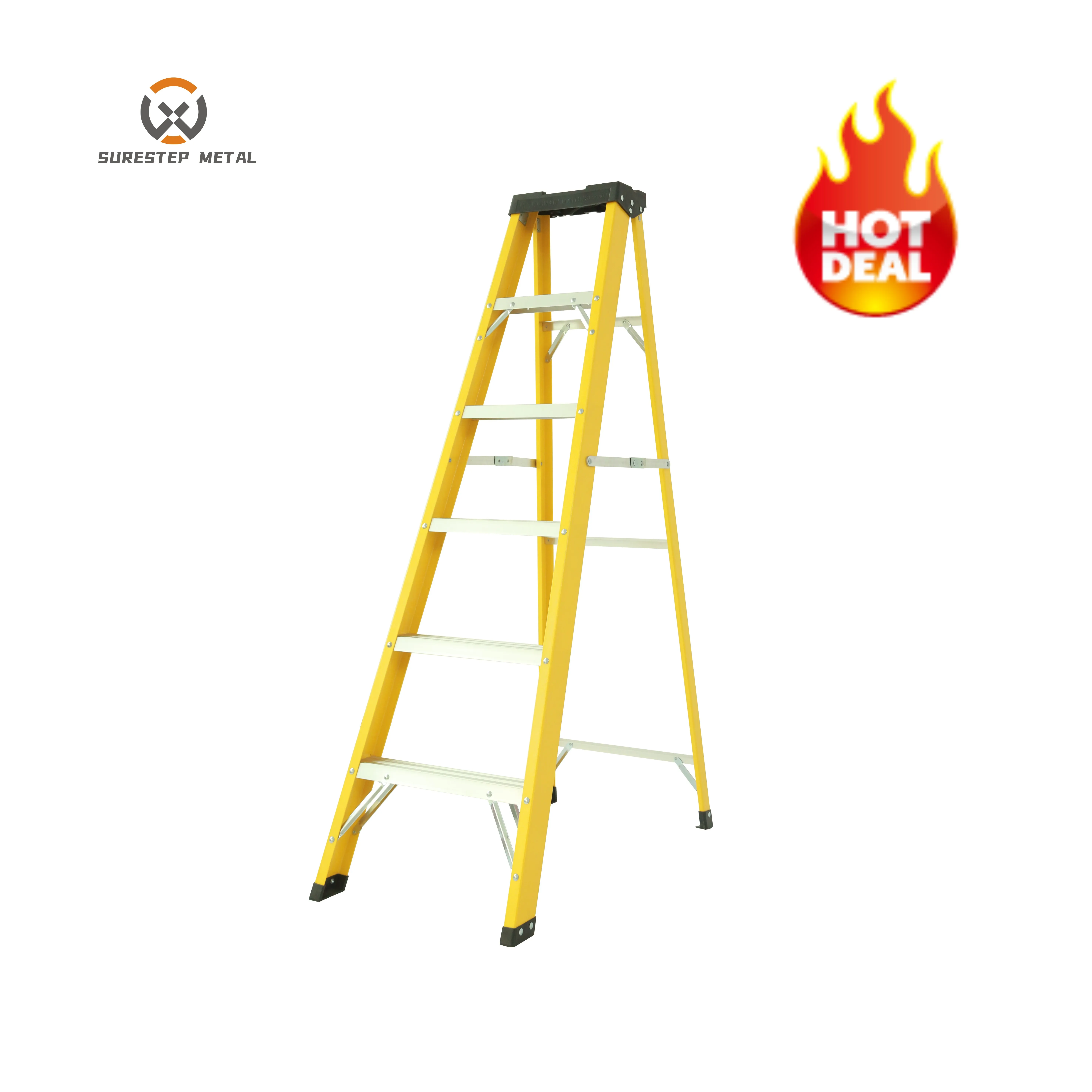High Quality Fibreglass Step Ladder Fiberglass Electric Insulated Frp Ladder