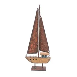 YBOX handmade wooden yellow boat with iron vintage home decoration boat