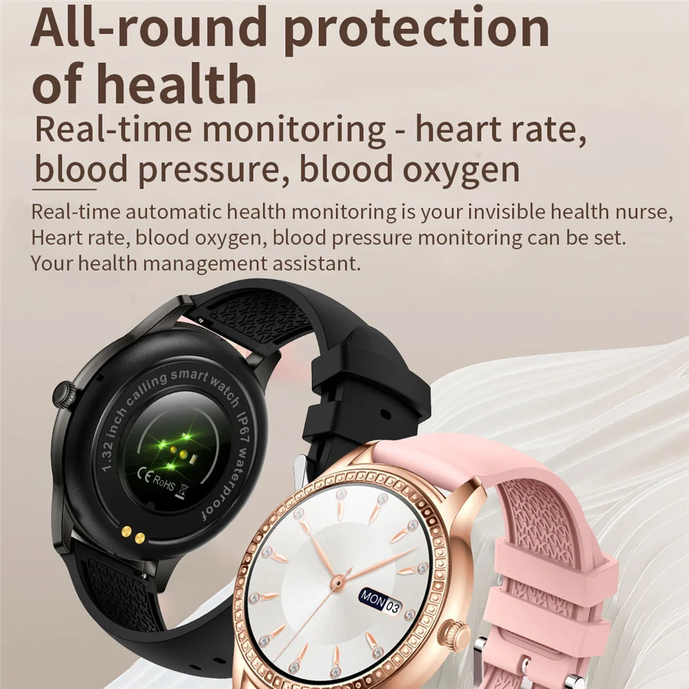 Smartwatch Women 2022 CF93 Smart Watch IP67 Waterproof 1.32 inch LCD Screen Relojes Inteligentes Round Smart Watch