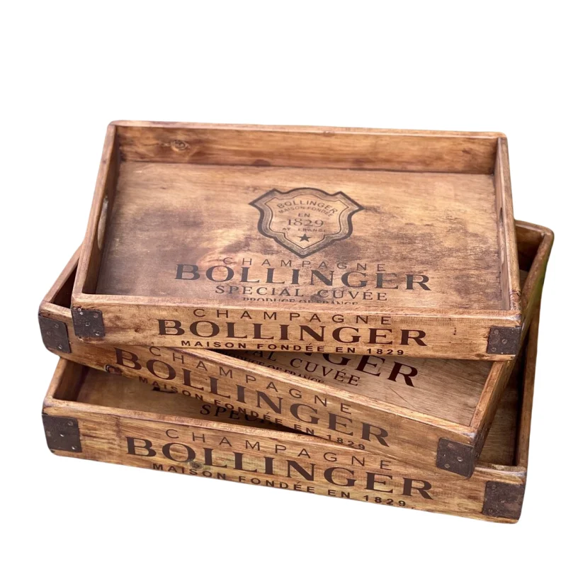 Vintage Wooden Serving Tray with Classic Design for Home Kitchen Dining Table Living Room Food & Jewelry Display Crates