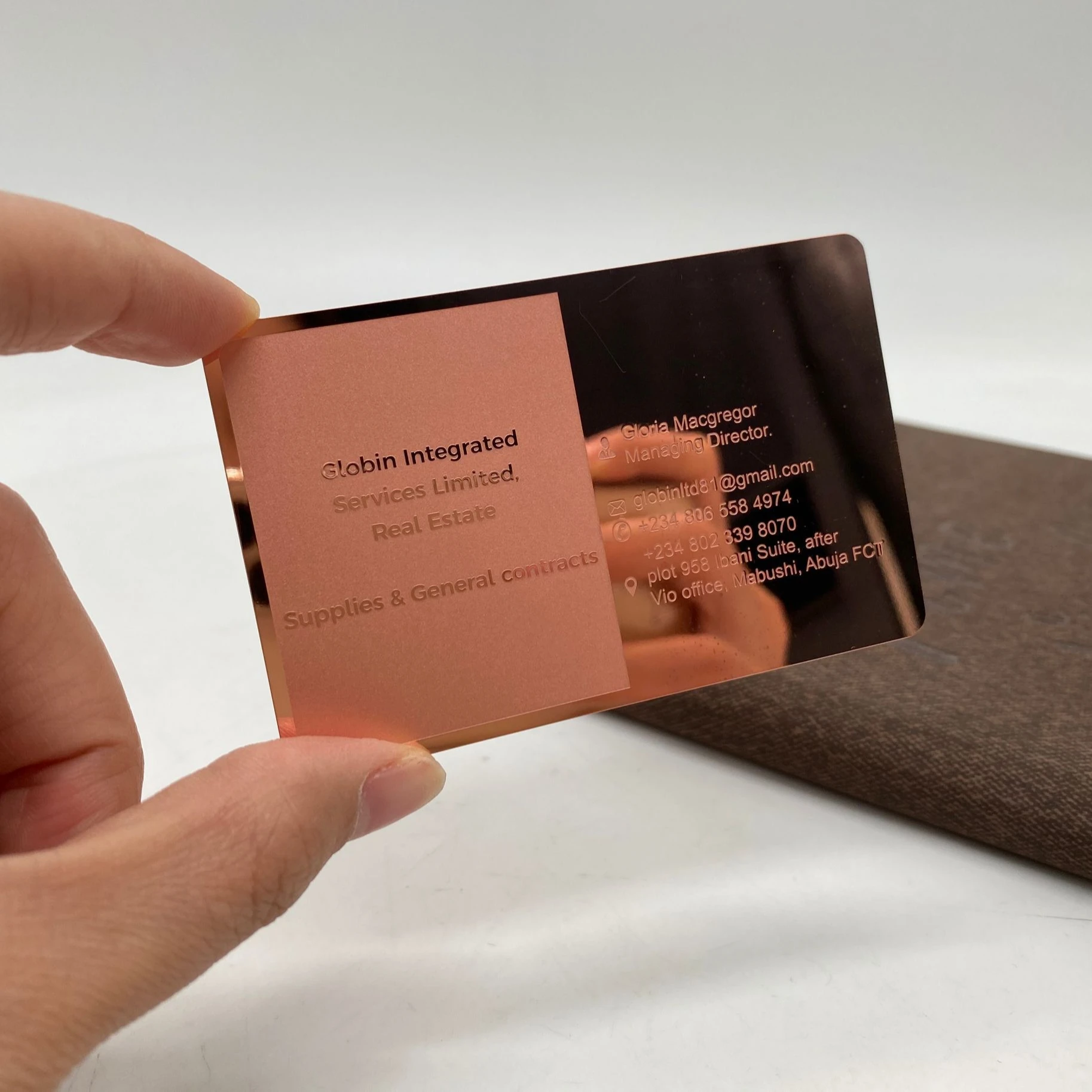 DU mirror rose gold business steel cards