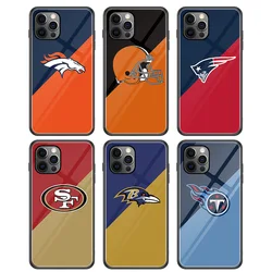 Custom logo NFL Football Designer NFL Logo UV Print Glass Phone Case for iPhone 12 Pro Max XR XS 8 7 Plus