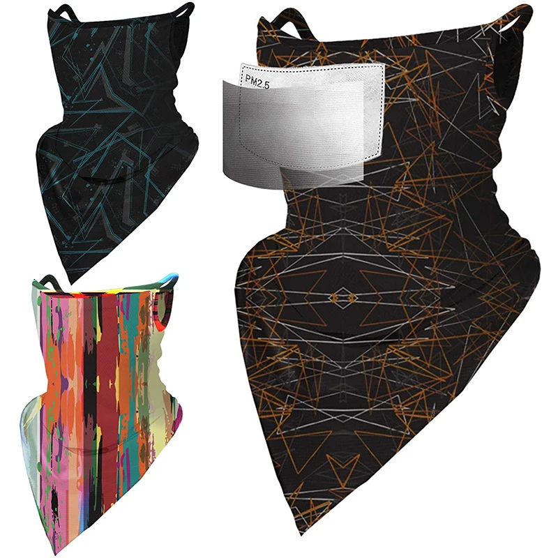 
Custom Uv Protection Polyester Cycling Multifunctional Camping Bandana Face Cover With Earloops 