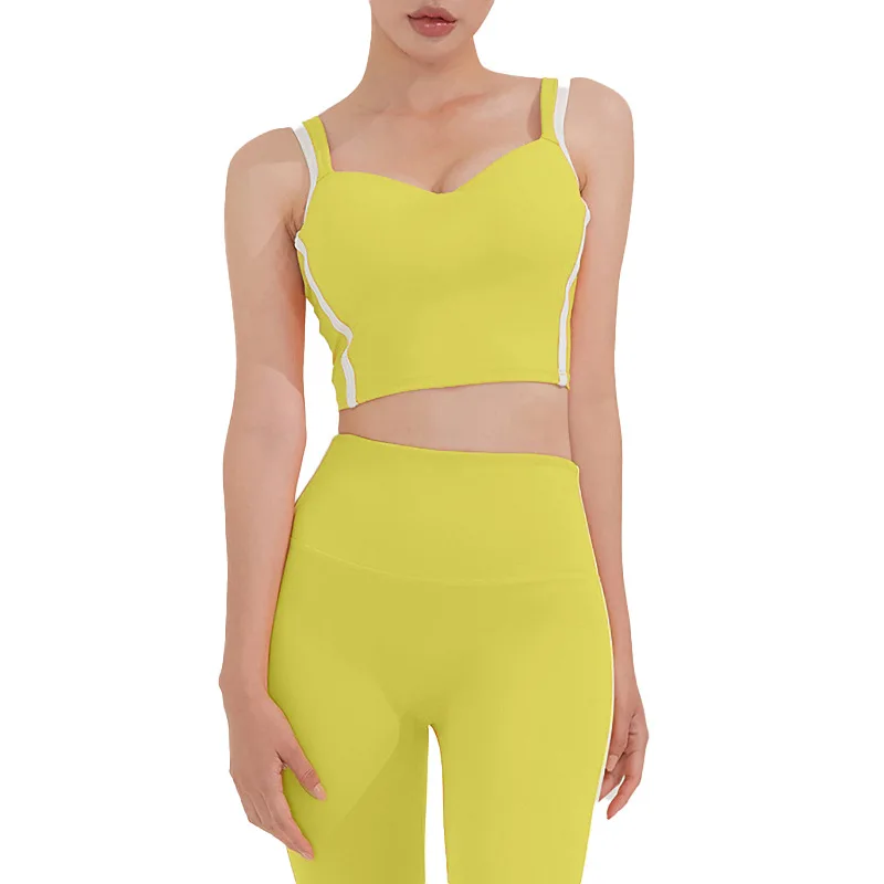 New Arrival Candy Colour Tight Yoga Top Underwear Gather Chest Fitness Sanded Nude Sports Bra