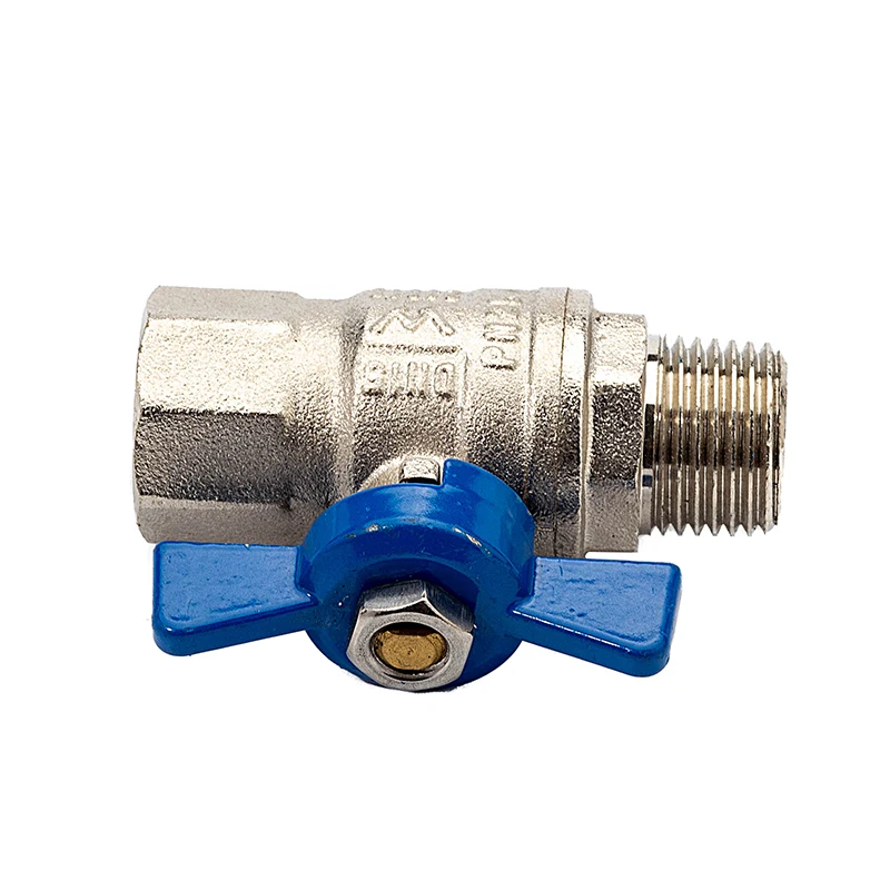 High Quality Blue Aluminium Butterfly Handle Pn 25 Dn15 With Nickle Plating Brass Ball Valve Multi Size Ball Valve
