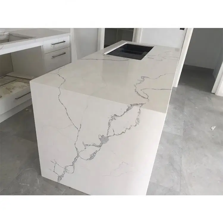 Китайский Камень с твердой поверхностью Calacatta кварцевый дешевый черный искусственный камень мраморные