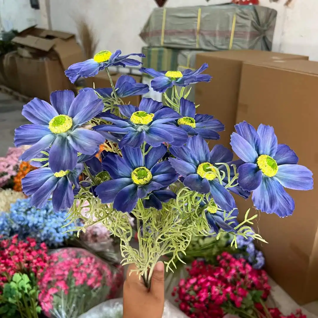cheap galsang flowers for sale flocking artificial daisy flowers for wedding and event decorations decorative daisy flowers