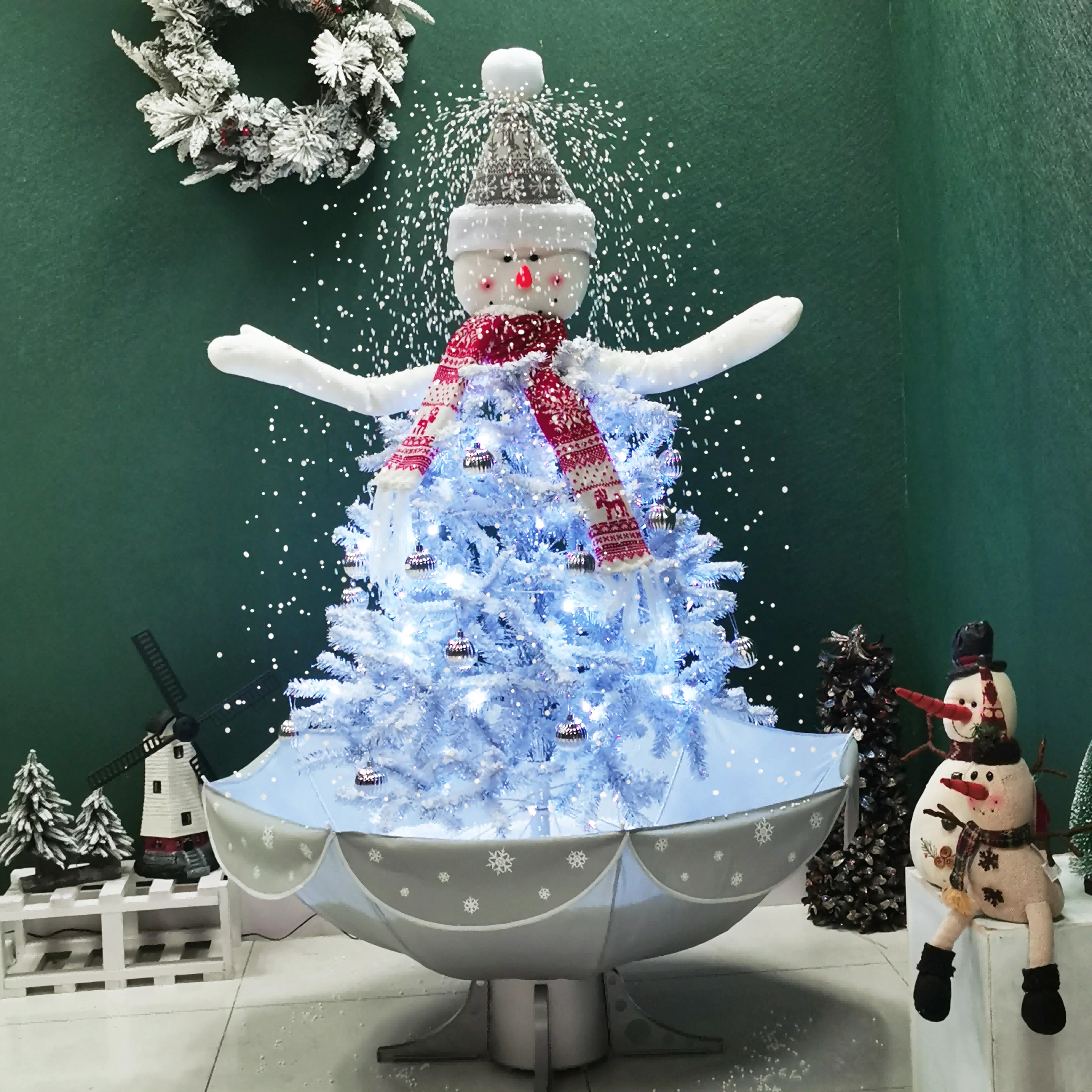 2023 newest Snowing Decorative light up snowman on the Christmas tree