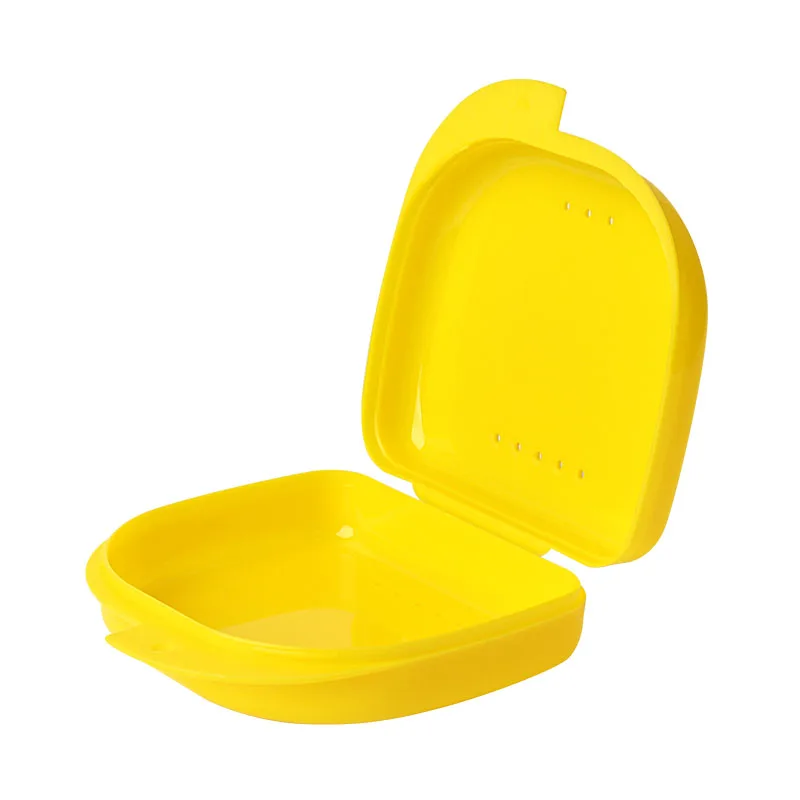 Retainer Case With Vent Holes and Hinged Lid Snaps Mouth Guard Case Orthodontic Dental Retainer Box Denture Storage Container