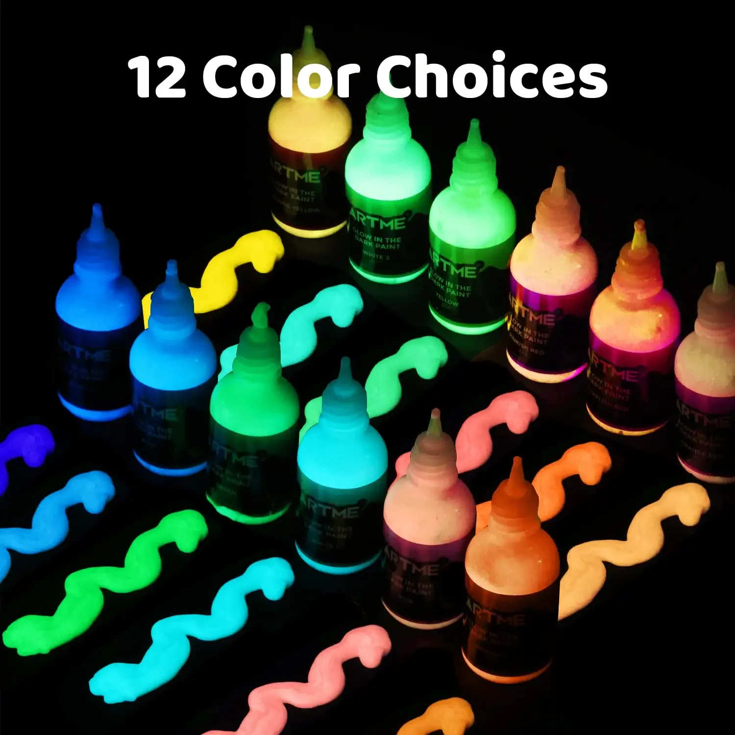 Competitive Price 12 Colors 20ml Luminous Glitter Powder Craft Pigment Long-lasting Acrylic Paint Glow