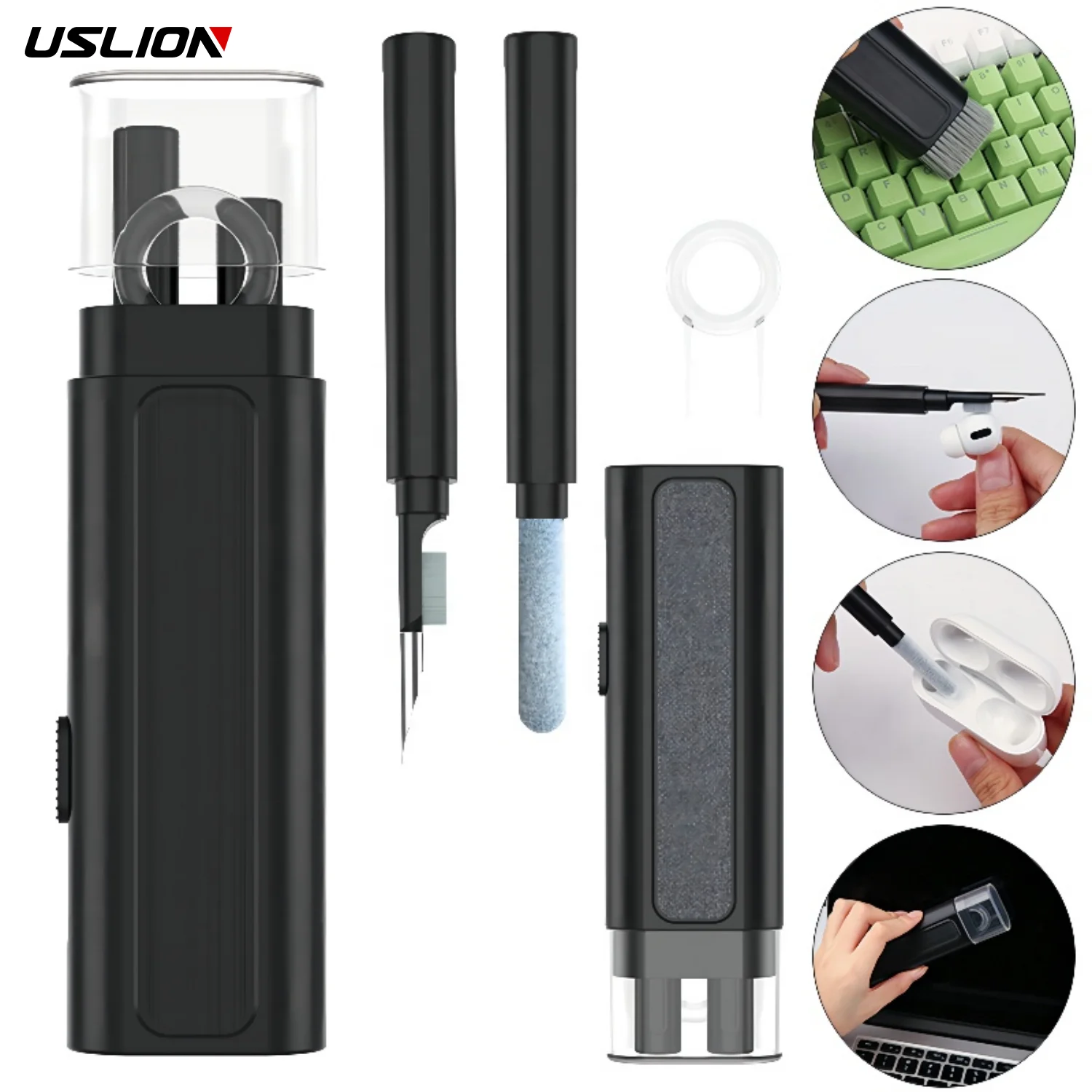 Набор щеток для чистки клавиатуры USLION 6 в 1, многофункциональная портативная ручка для чистки компьютера, наушников, инструменты для чистки клавиатуры