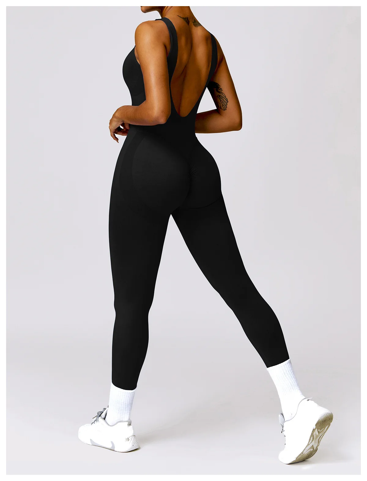Hot Selling Women Custom Logo Backless Sport Active Wear Gym Workout Seamless Romper Yoga Jumpsuit it One Piece Yoga Jumpsuit
