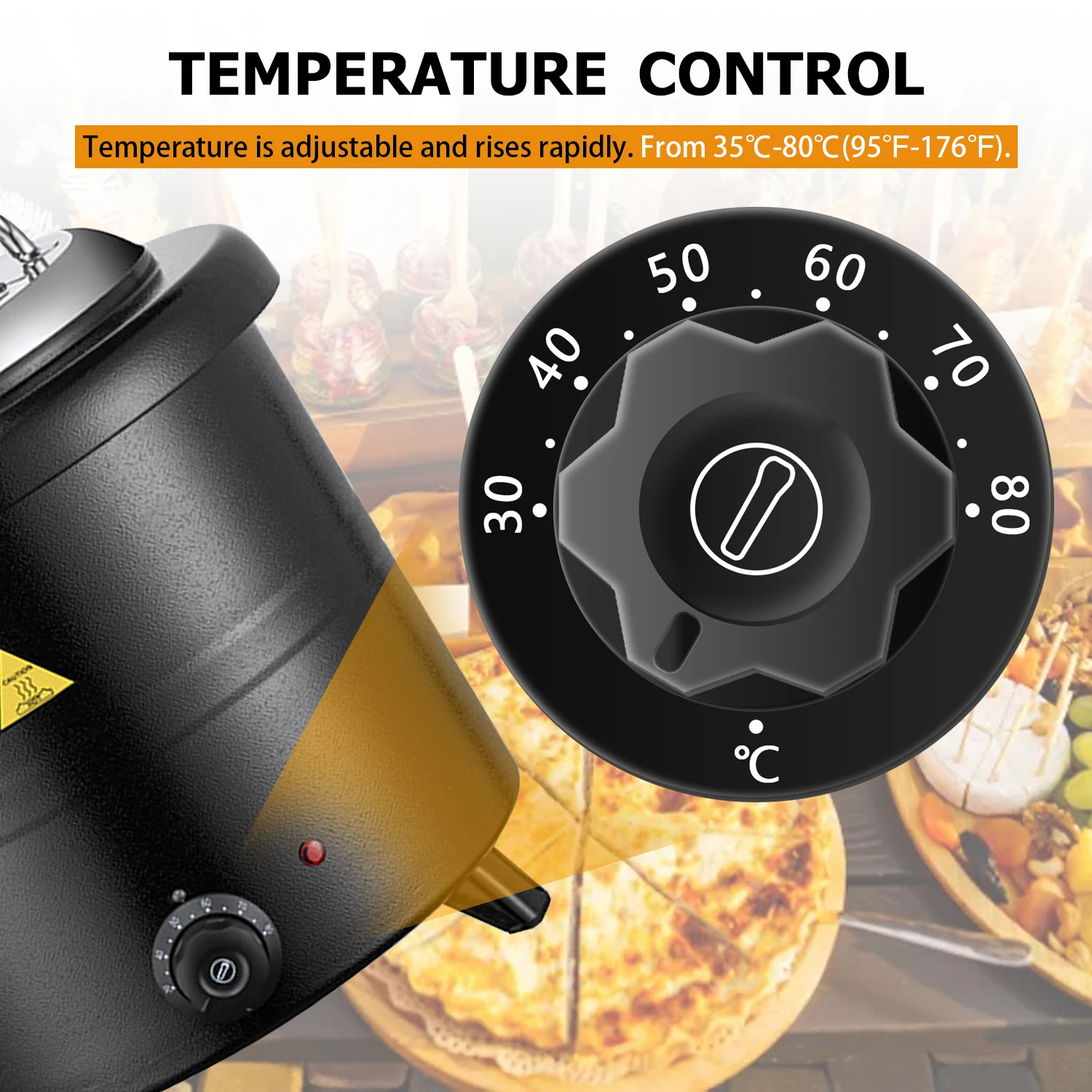 YITIAN Commercial Stainless 13L Soup Insulated Warmer Pot Container Black Straight Electric Heating Pot