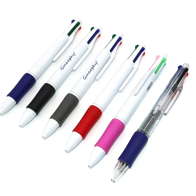 Офисный поставщики Прекрасный многоцветный дешевая пластиковая ручка 4 вида цветов шариковая ручка с изготовленным на заказ с логотипом