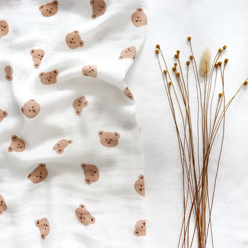 New Pattern Baby Swaddle Blanket Can Be Customized Baby 2-Layer Bamboo Cotton Blanket Baby Skin-Friendly Bamboo Cotton Blanket