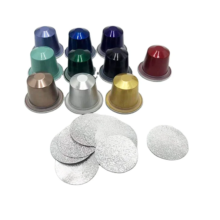 Nespresso cup coffee capsules and aluminum foil lids