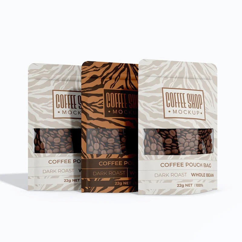 Heat sealable Recyclable Doypack Zipper Bags Custom Tea Coffee Bags Ziplock White Stand Up Pouch With Logo