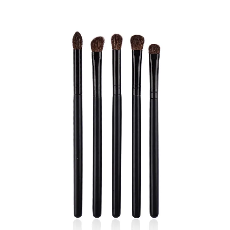 Hot sales 5 pure horse hair eye shadow brush set Factory smoke makeup cheap animal hair eye nose shadow smudge brush