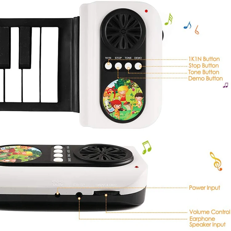 Electronic Flexible Roll Up Midi Music Kids Toy Digital Keyboard Kick Mini Piano
