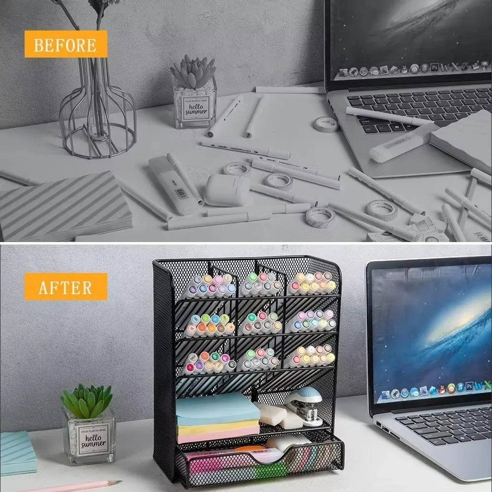 Home Office Mesh Desk Organizer Multi Functional Pen Holder Pen Organizer for Desk Desktop